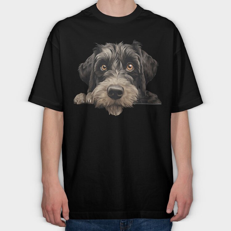 Giant Schnauzer Peeking, Tricou Oversize Barbati (Unisex)