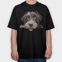 Giant Schnauzer Peeking, Tricou Oversize Barbati (Unisex)