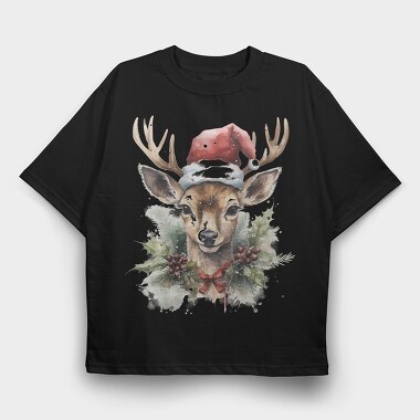Santa Deer Christmas Tote, Tricou Oversize Barbati (Unisex)