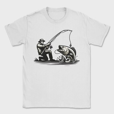 Fisherman Catching Fish Fishing, Tricou Barbati (Unisex)
