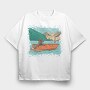 Fisherman In Boat, Tricou Oversize Barbati (Unisex)