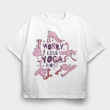 Flamingo Doing Yoga Worry, Tricou Oversize Barbati (Unisex)