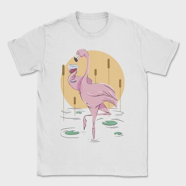Flamingo Drinking Wine Cool, Tricou Barbati (Unisex)