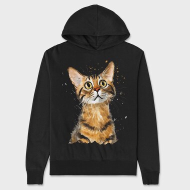 Bengal Cat Sitting, Hanorac Oversize Barbati (Unisex)