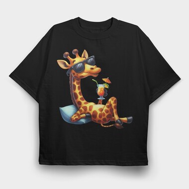 Giraffe Sunglasses Cocktail, Tricou Oversize Barbati (Unisex)