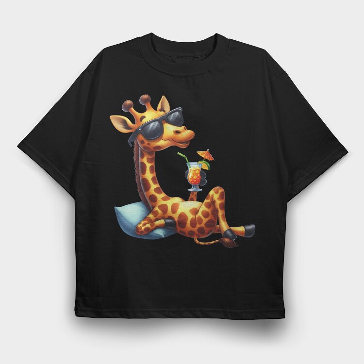 Giraffe Sunglasses Cocktail, Tricou Oversize Barbati (Unisex)