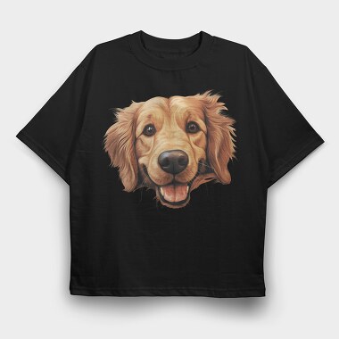Golden Retriever Face, Tricou Oversize Barbati (Unisex)