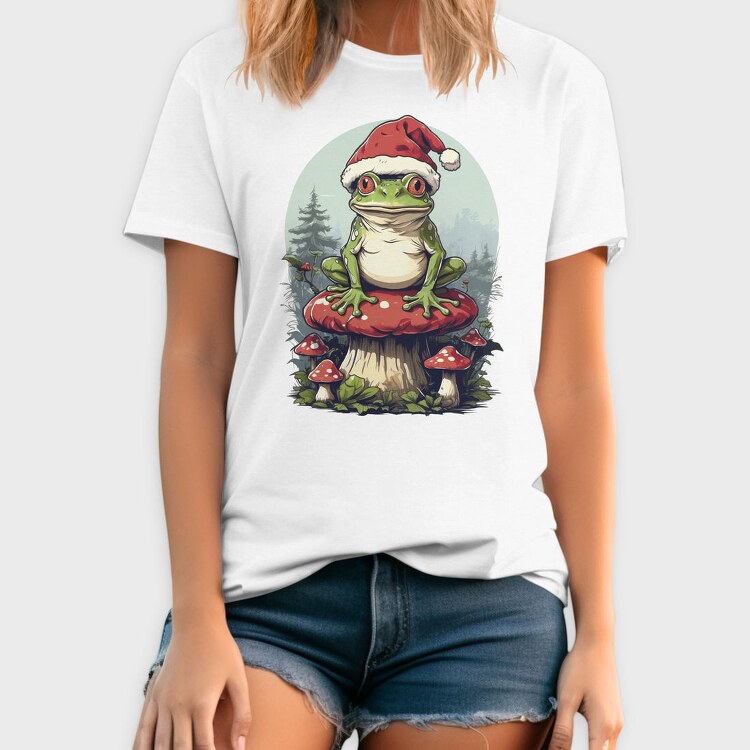 Santa Hat Frog Holiday Christmas Cottagecore, Tricou Barbati (Unisex)