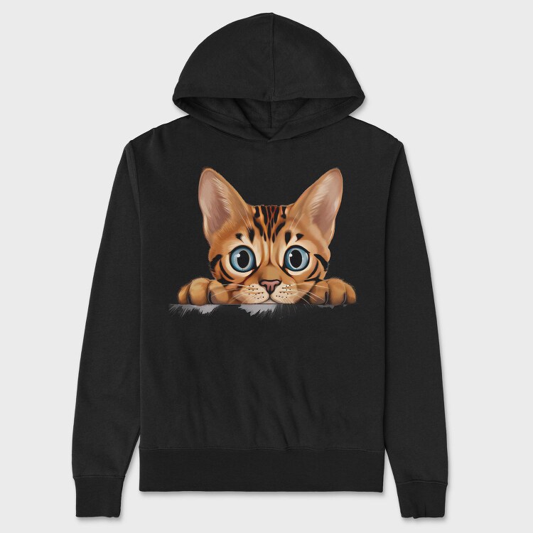 Bengal Peeking Cat, Hanorac Oversize Barbati (Unisex)