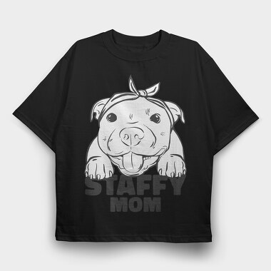Staffordshire Bull Terrier Cute Staffy Mom, Tricou Oversize Barbati (Unisex)