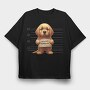 Golden Retriever Mugshot, Tricou Oversize Barbati (Unisex)