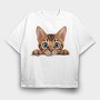 Bengal Peeking Cat, Tricou Oversize Barbati (Unisex)