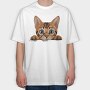 Bengal Peeking Cat, Tricou Oversize Barbati (Unisex)