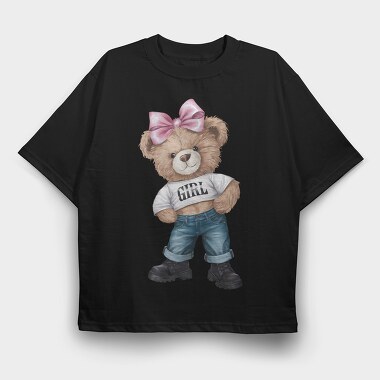 Girl Bear Tattoo, Tricou Oversize Barbati (Unisex)