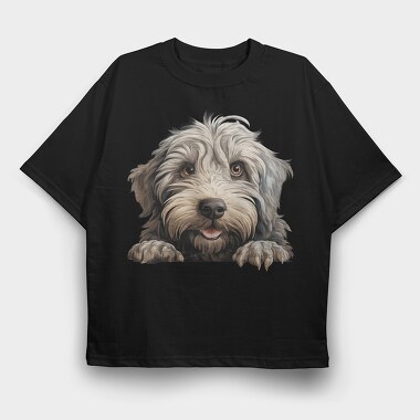 Bergamasco Peeking, Tricou Oversize Barbati (Unisex)