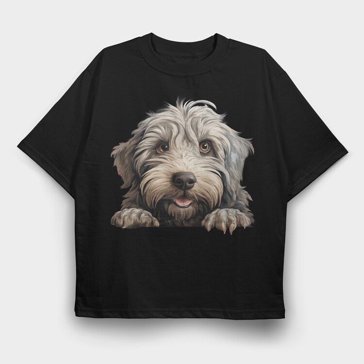 Bergamasco Peeking, Tricou Oversize Barbati (Unisex)