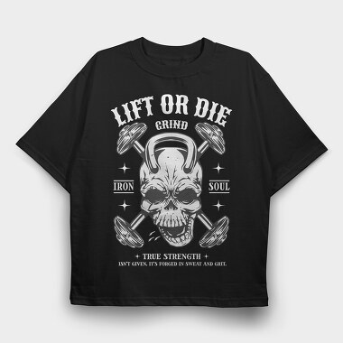 Dark Skull Gym Lift, Tricou Oversize Barbati (Unisex)