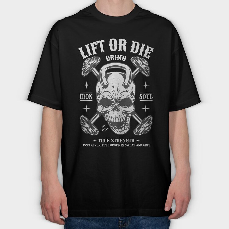 Dark Skull Gym Lift, Tricou Oversize Barbati (Unisex)