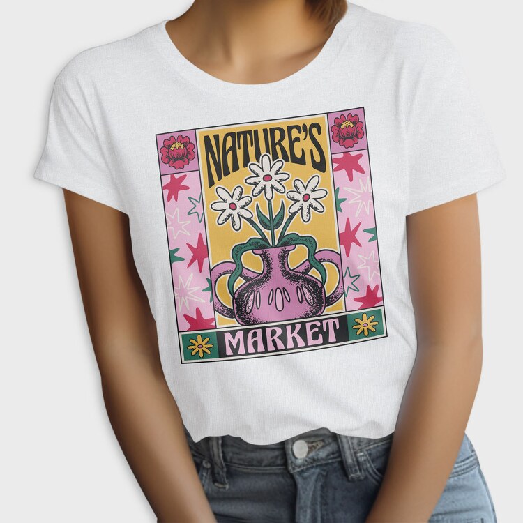 Natures Market Flower Vase Tote 01, Tricou Femei