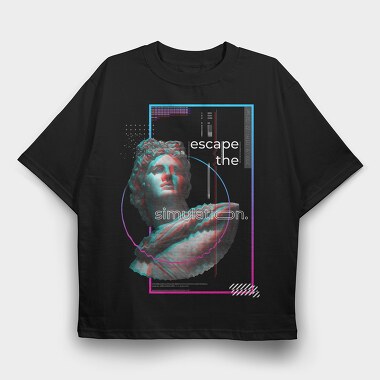 Statue Glitch Quote 1, Tricou Oversize Barbati (Unisex)
