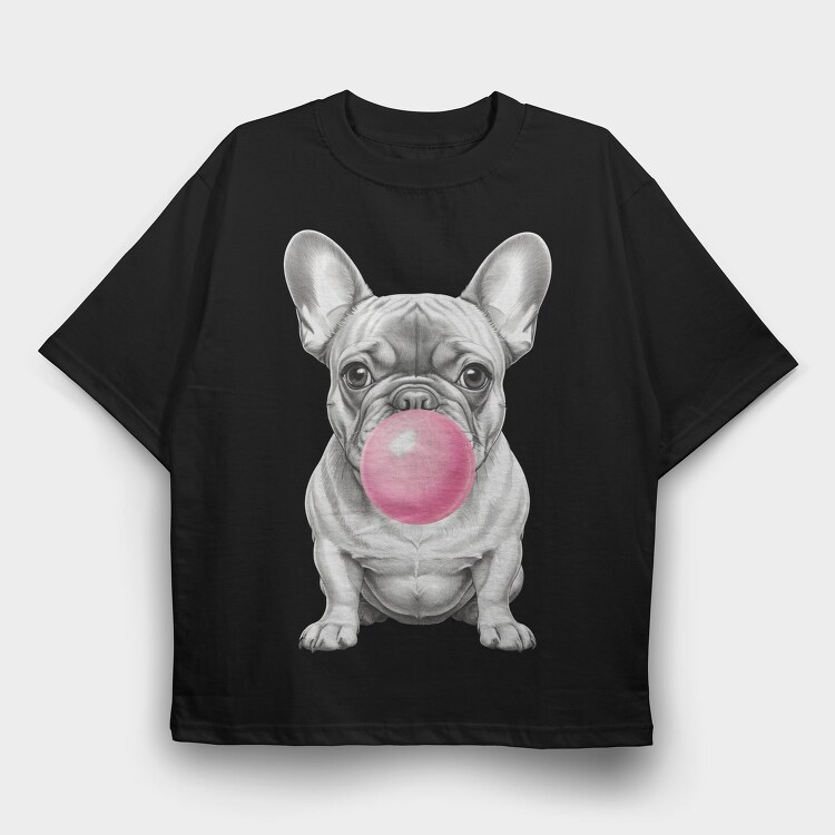 French Bulldog Bubblegum, Tricou Oversize Barbati (Unisex)
