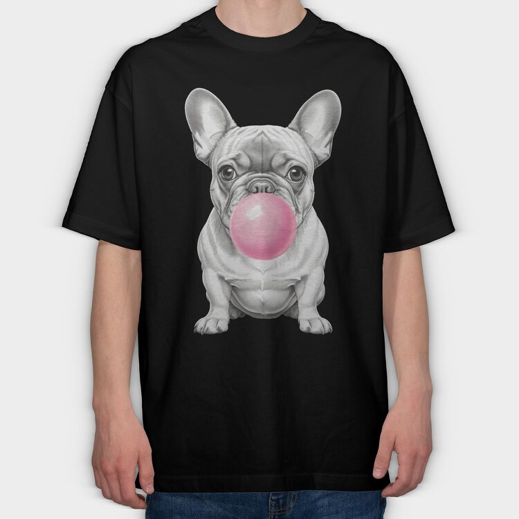French Bulldog Bubblegum, Tricou Oversize Barbati (Unisex)