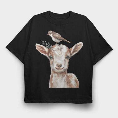 Goat Bird Friendship, Tricou Oversize Barbati (Unisex)