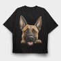 Belgian Malinois Peeking, Tricou Oversize Barbati (Unisex)