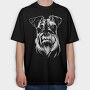 Schnauzer Dog Illustration, Tricou Oversize Barbati (Unisex)