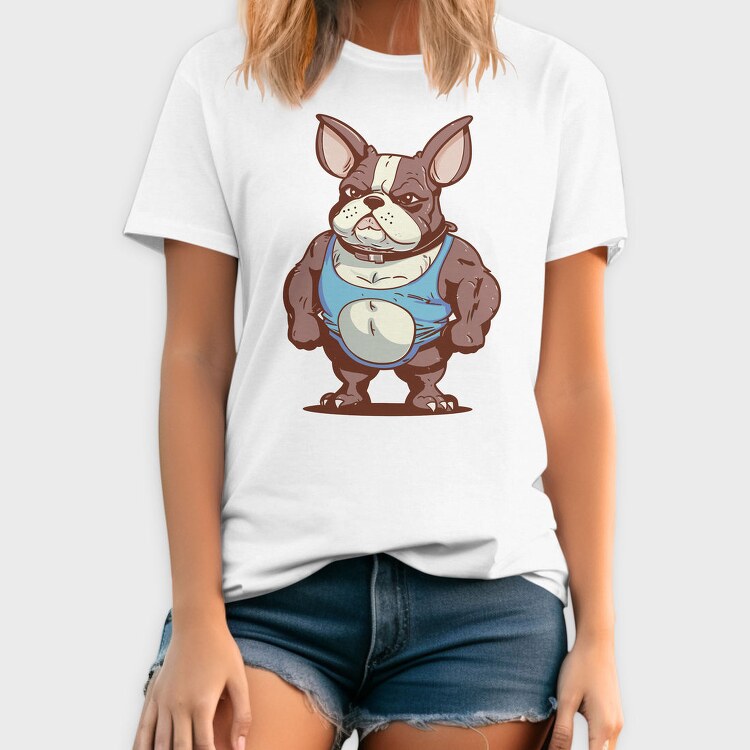 French Bulldog Cartoon Bodybuilder, Tricou Barbati (Unisex)