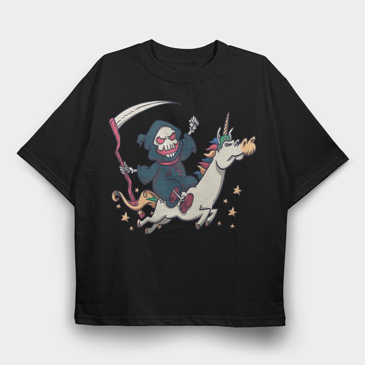 Death In Unicorn Dead, Tricou Oversize Barbati (Unisex)