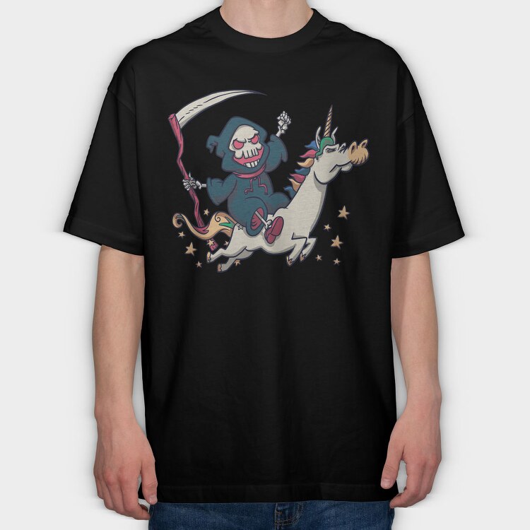 Death In Unicorn Dead, Tricou Oversize Barbati (Unisex)