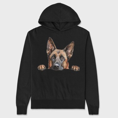 Belgian Malinois Peep, Hanorac Oversize Barbati (Unisex)
