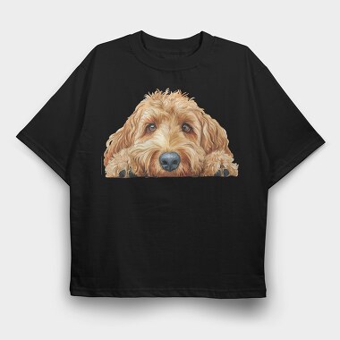 Goldendoodle Face Clipart, Tricou Oversize Barbati (Unisex)