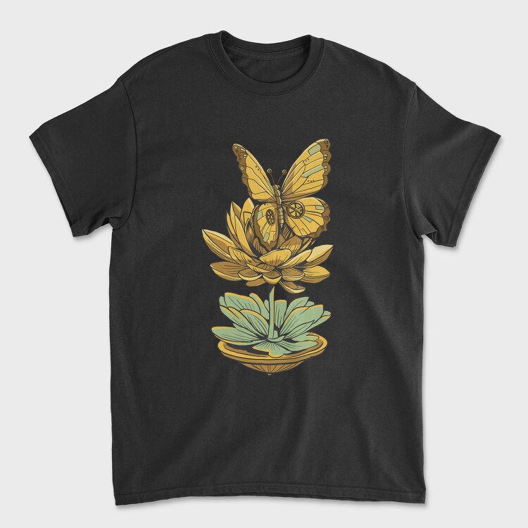 Steampunk Inspired Butterfly Lotus, Tricou Barbati (Unisex)