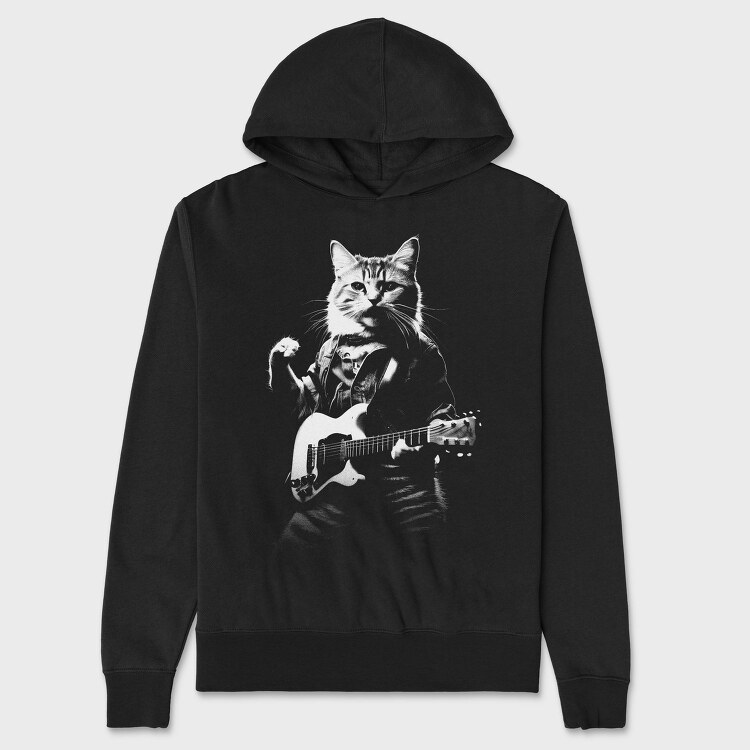 Guitar Cat, Hanorac Oversize Barbati (Unisex)