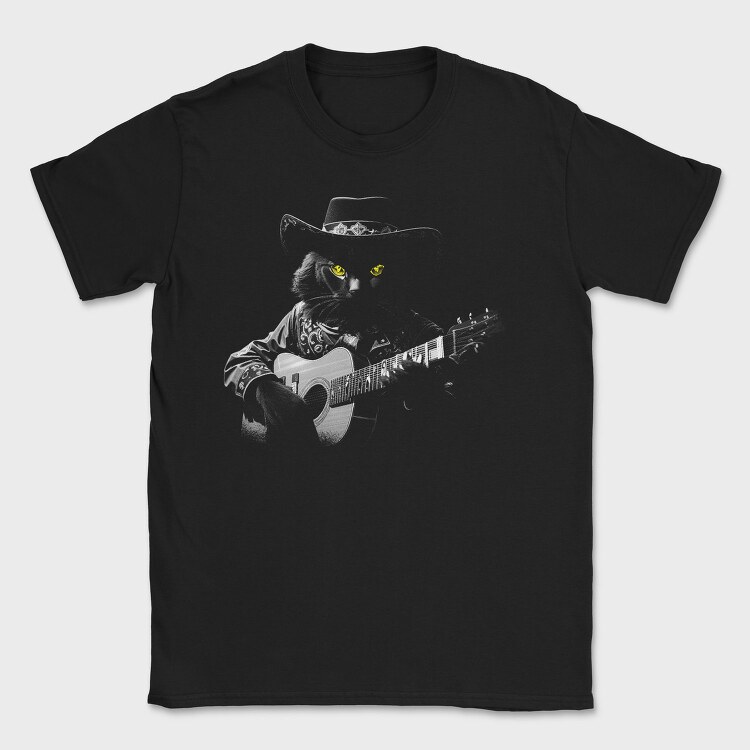 Guitar Cat Monochrome, Tricou Barbati (Unisex)
