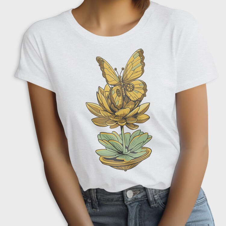 Steampunk Inspired Butterfly Lotus, Tricou Femei