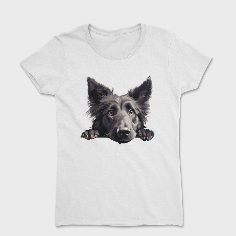 Belgian Sheepdog Peeking, Tricou Femei