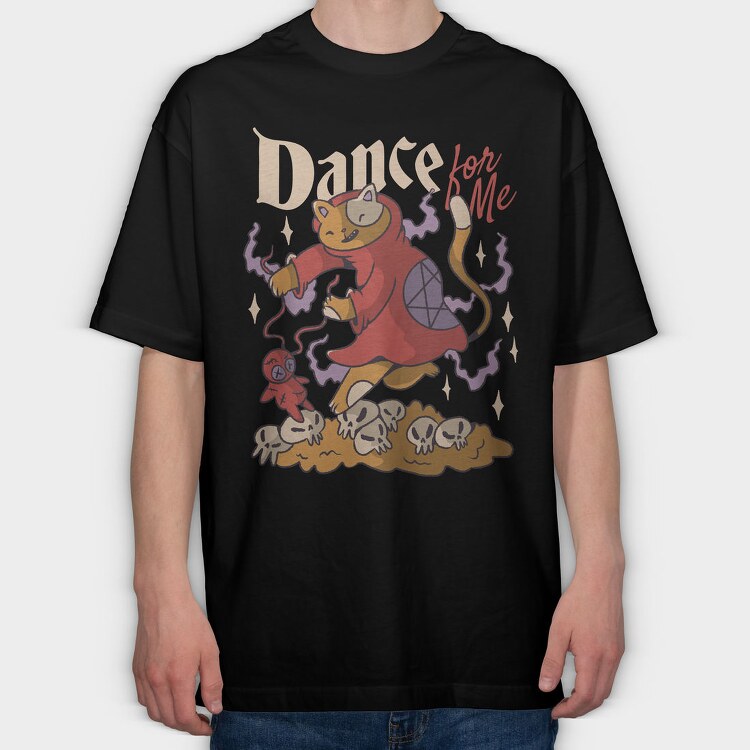 Satanic Cat Animal In Hell Cute Goth 07, Tricou Oversize Barbati (Unisex)