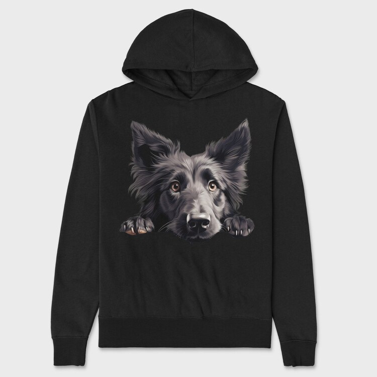 Belgian Sheepdog Peeking, Hanorac Oversize Barbati (Unisex)
