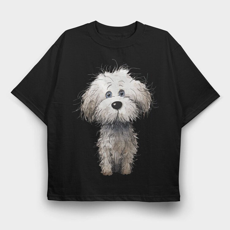 Bichon Frise Face, Tricou Oversize Barbati (Unisex)