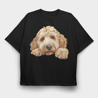 Goldendoodle Peeking Face, Tricou Oversize Barbati (Unisex)