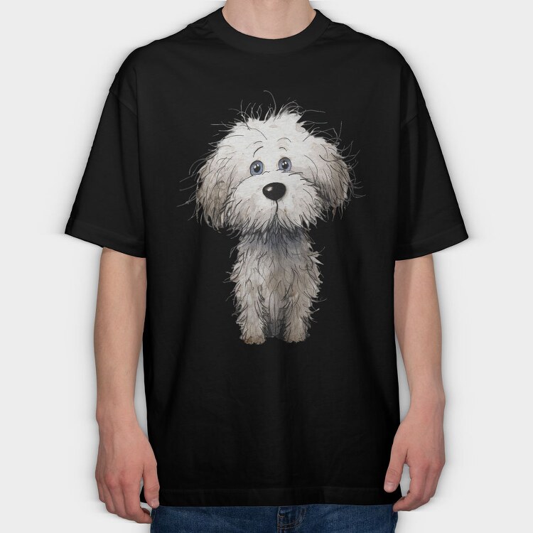 Bichon Frise Face, Tricou Oversize Barbati (Unisex)