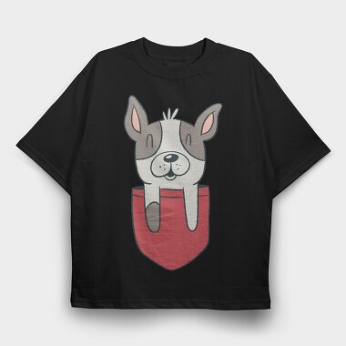 French Bulldog Pocket, Tricou Oversize Barbati (Unisex)