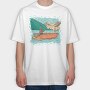 Fisherman In Boat, Tricou Oversize Barbati (Unisex)