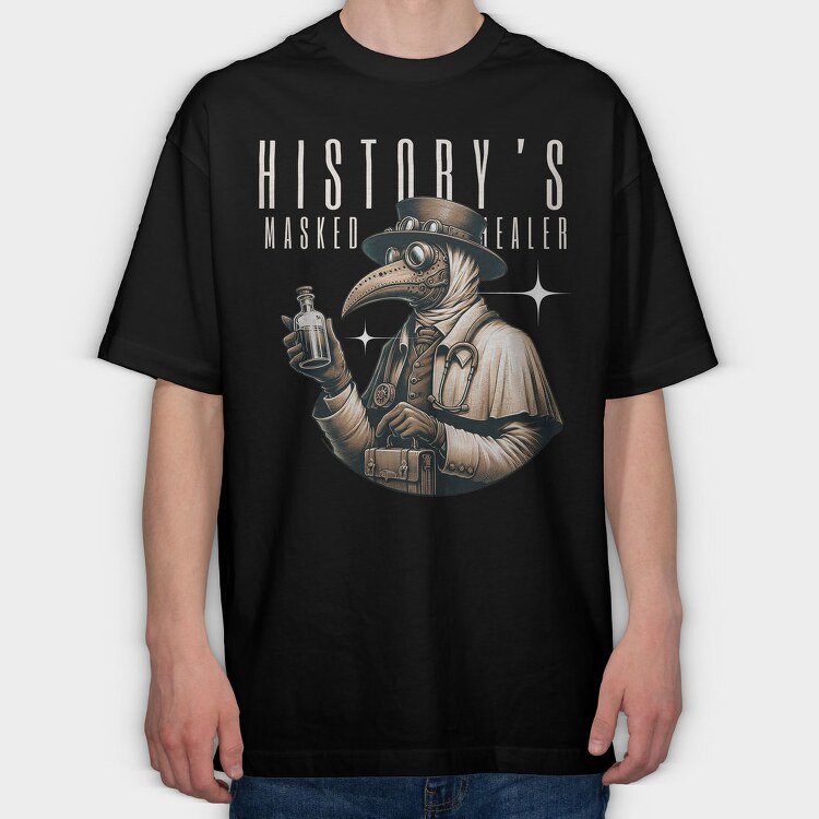 Steampunk Plague Mask Pest, Tricou Oversize Barbati (Unisex)