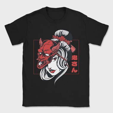 Oni Mask Girl Japanese, Tricou Barbati (Unisex)