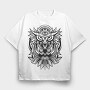 Owl Bird Animal Tribal, Tricou Oversize Barbati (Unisex)
