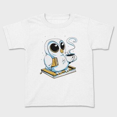 Owl With Books And Coffee Cute, Tricou Copii